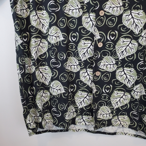 Vintage Summa Green Vines Allover Short Sleeve Mens Shirt Button Up Size M - Picture 4 of 14